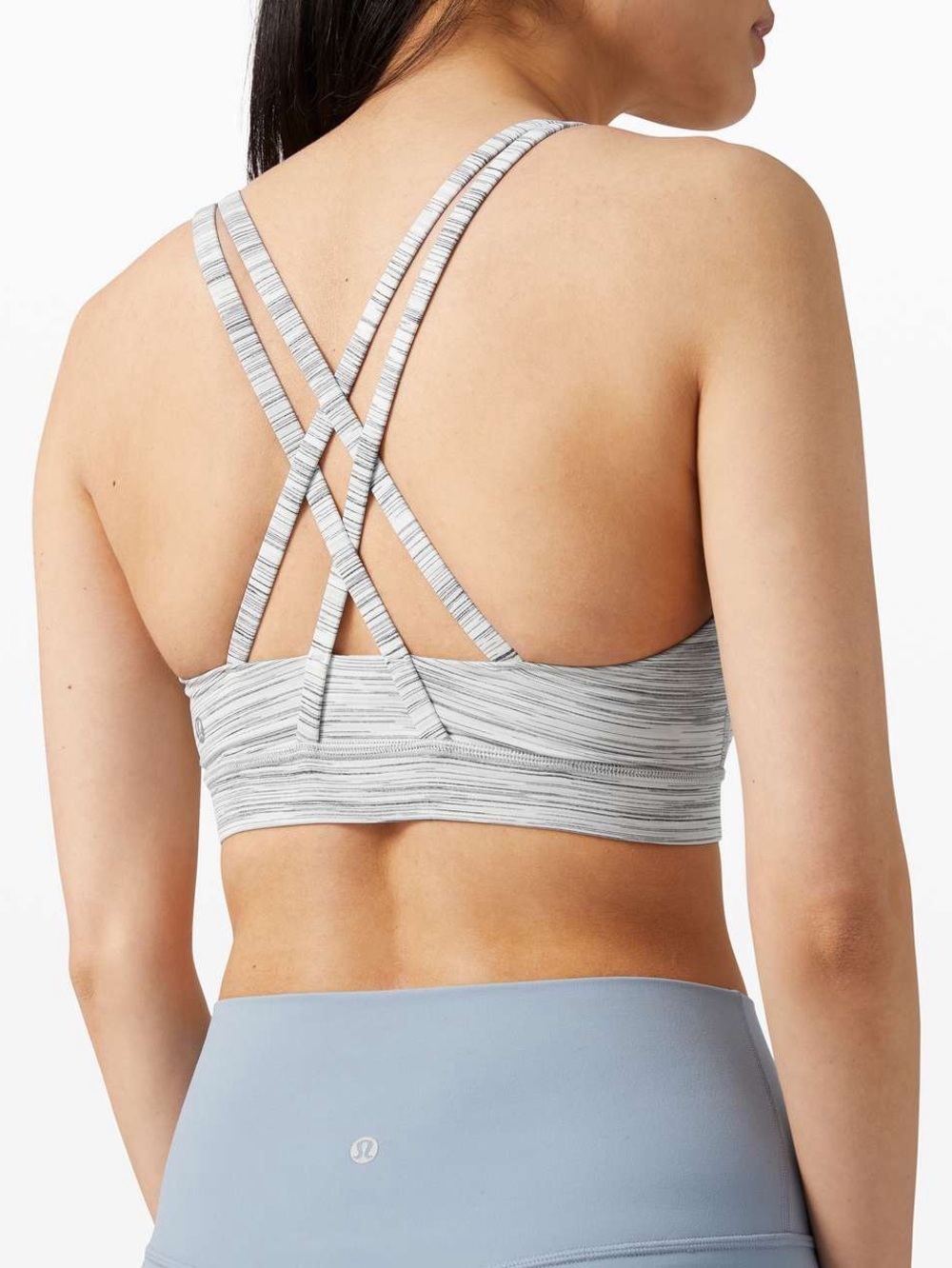 Lululemon Energy Bra in Light Gray/White Space Dye Strappy Size 10